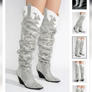 Cape Robbin Silver Over the Knee Cowboy Boots